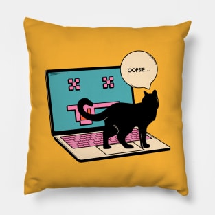 404 Error Laptop Black Cat in yellow Pillow