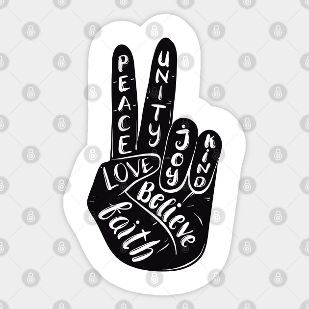 Peace Hand Sticker Design - Peace Sign and word' Sticker
