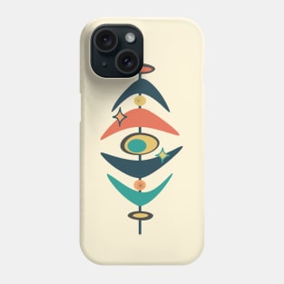 Atomic Era, Mid Century Abstract Charcoal, Teal, Orange, Yellow Phone Case