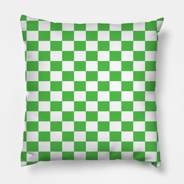 checkered Green and White Pillow by DragonTees