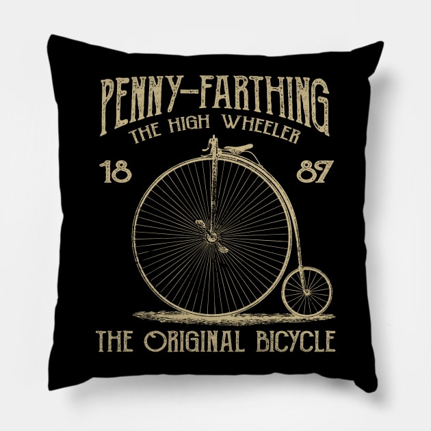 Penny Farthing - The Original Bicycle, Vintage/Retro Pillow by VintageArtwork