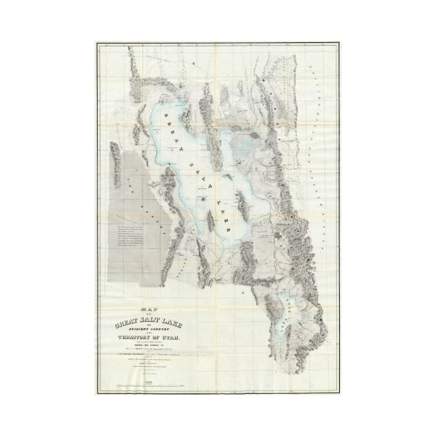 Vintage Map of The Great Salt Lake (1852) by Bravuramedia