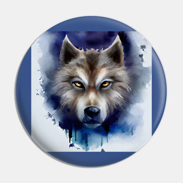 Menacing Wolf Face Watercolor Illustration Pin by Chance Two Designs