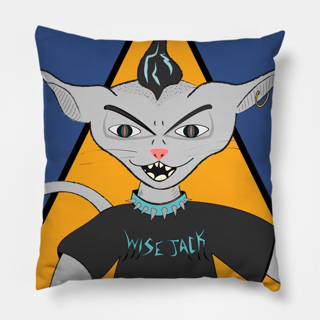 wisejack punk cat Pillow by wisejack