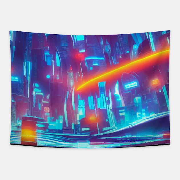 Cool Japanese Neon City Tapestry by star trek fanart and more