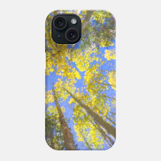 All the Way to the Sky - bright yellow fall leaves against a blue sky (impressionist style) Phone Case by AtlasMirabilis