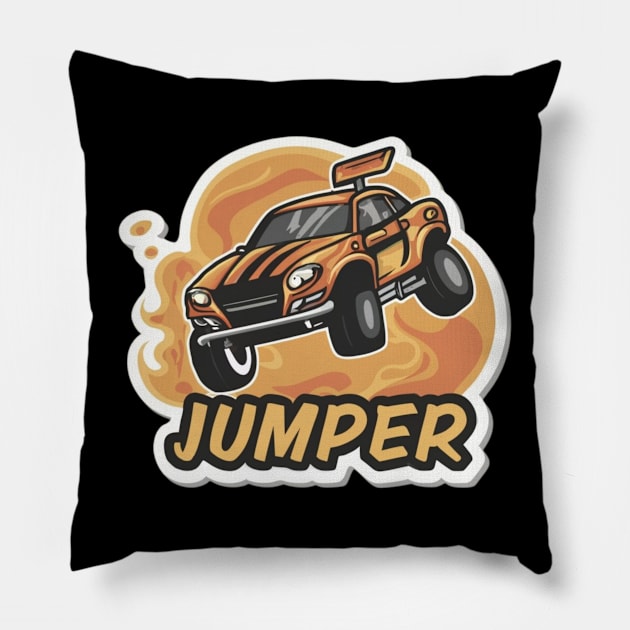 Jumper Racing Car Pillow by Abeer Ahmad