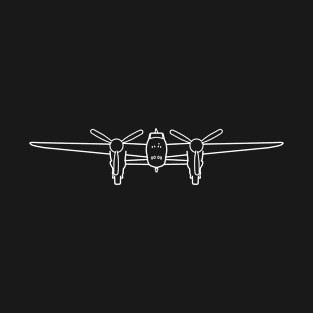 Mosquito WW2 combat aircraft outline graphic (white) T-Shirt