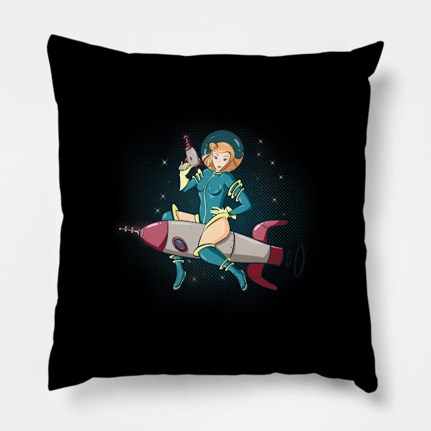 Rocket Ride Pinup Pillow by DonCorgi