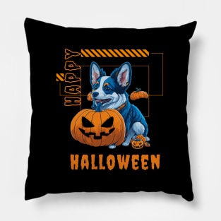 cute blue merle corgi Halloween Pillow