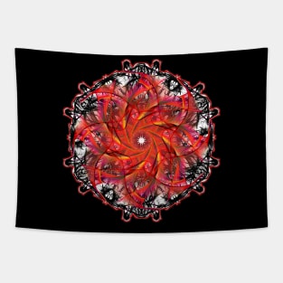 Red Webbing Mandala Tapestry