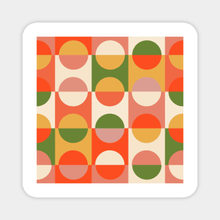 Orange, mustard and olive green mid century mod graphic pattern Magnet