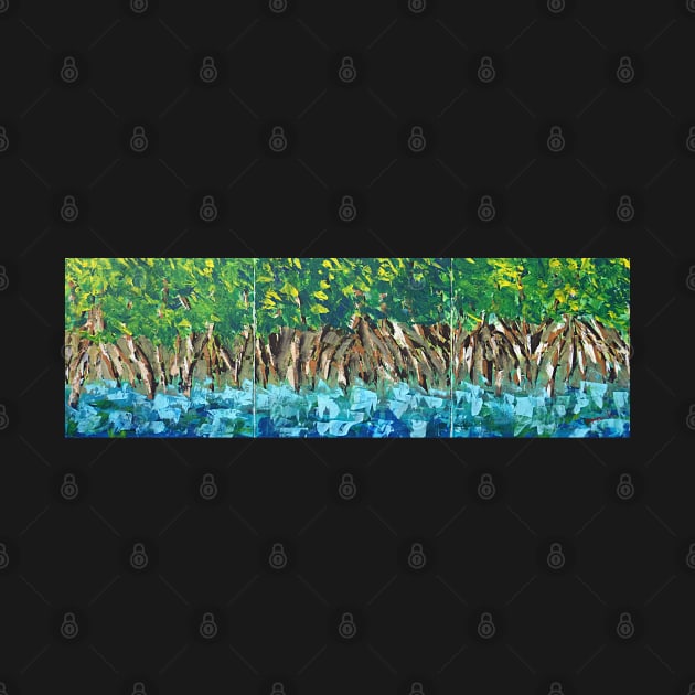 Mangroves On The River (3247a) - Acrylic triptych by pops