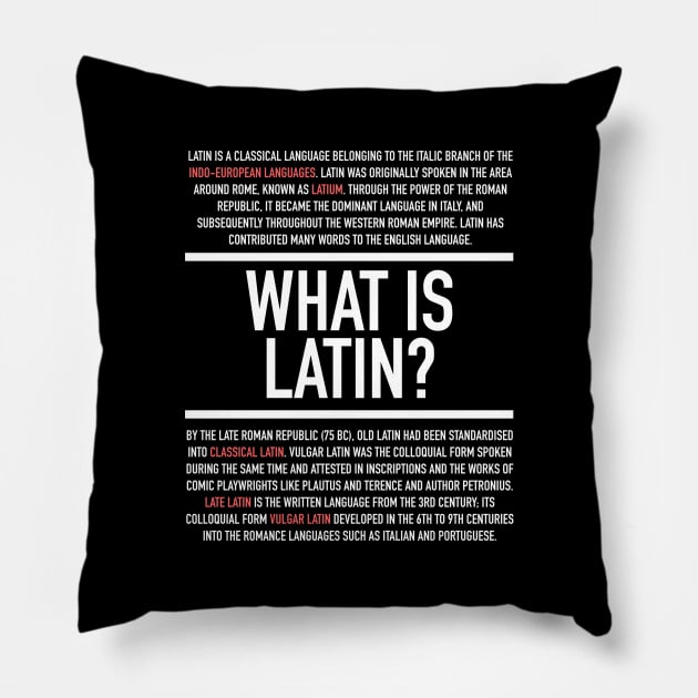 Latin Defined - Latin Teacher Pillow by Hidden Verb