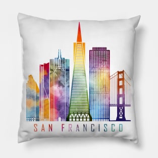 San Francisco Skyline Watercolor Pillow