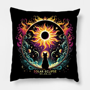 Totality April 8 2024 Solar Eclipse Cat Lover Astronomy Gift For Men Women kids Pillow