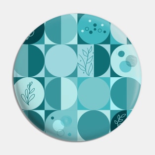 repeating geometry pattern, squares and circles, ornaments, teal color tones Pin