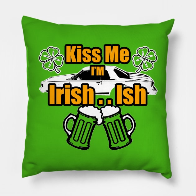 KIss Me Im Irish Ish Caprice Coupe Lucky Clover Beer Mugs Pillow by Black Ice Design