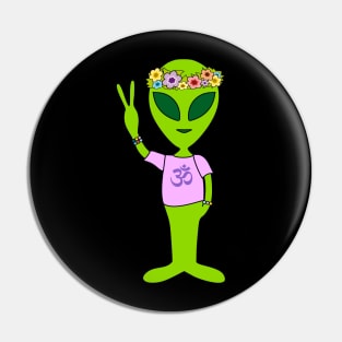 Peace Alien - Flower Power Hippie - OM T-Shirt Pin