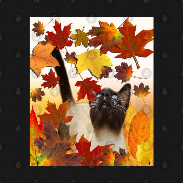 Cute Funny Siamese Cat, Fall Design by tamdevo1