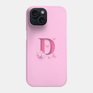 D Letter Personalized, Pink Minimal Cute Design, Birthday Gift, Christmas Gift, Phone Case