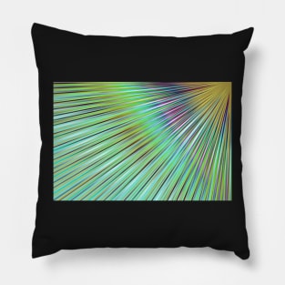 Rainbow rays in blue print, diagonal lines Pillow