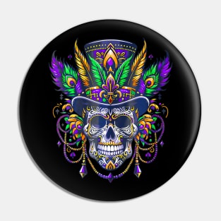 Mardi Gras Skull Top Hat New  Witch Doctor Pin