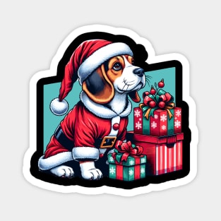 Beagle Dog Santa Claus Christmas Magnet