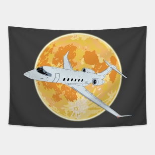 Bombardier Challenger 350 Jet Orange Full Moon Tapestry