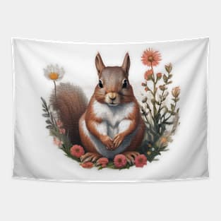 Squirrel in flowers Tapestry