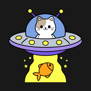 FUNNY UFO ALIEN CAT ABDUCTION T-Shirt