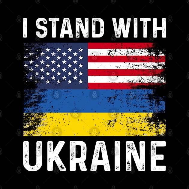 I Stand With Ukraine USA and Ukraine Flags Holding Hands by BramCrye