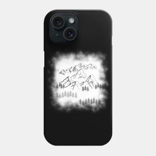 Black and White ombre forest mountain landscape Phone Case