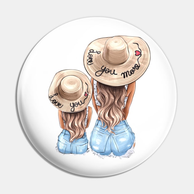 I Love You More. Mommy and Daughter Love Pin by AllessyArt 