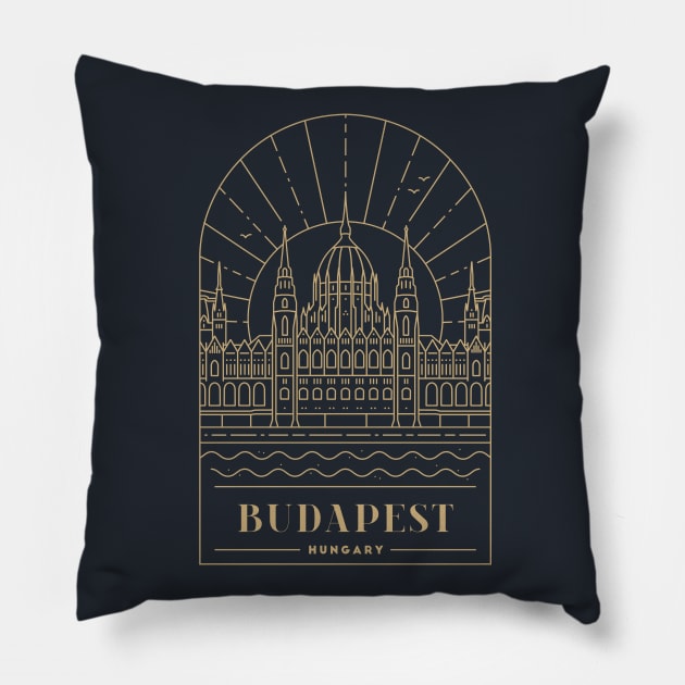 Budapest, Hungary - Gold Pillow by typelab