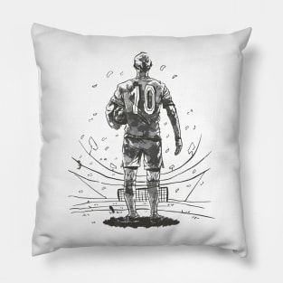 Soccer player in field Pillow