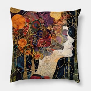 Mosaic Abstract Psychedelic Art Nouveau Pillow