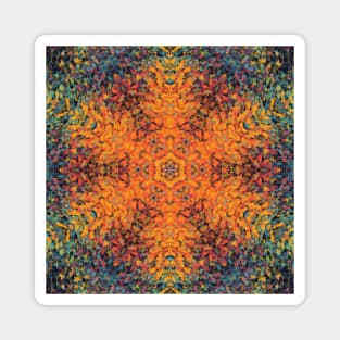 Digital Mandala Orange Blue and Yellow Magnet