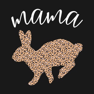 Mama Leopard Print Pattern Bunny T-Shirt