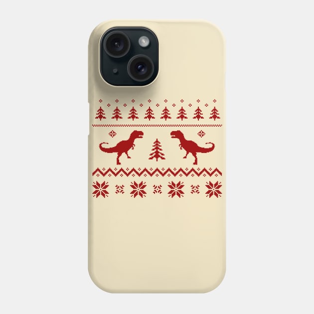 Christmas Ugly Sweater pattern dinosaur Phone Case by Closeddoor