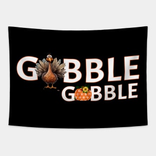 Turkey Gobble Gobble Pumpkin Thanksgiving Turkey Holiday Tapestry