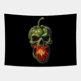 Green reaper hot pepper skull Tapestry