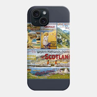 Vintage Travel Poster Collage England Wales Scotland Phone Case