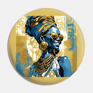 African Woman with Ancient Vibes and Head Wrap Pin