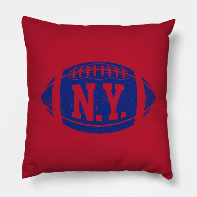 NY Retro Football - Red Pillow by KFig21