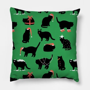 Christmas black cats Pillow