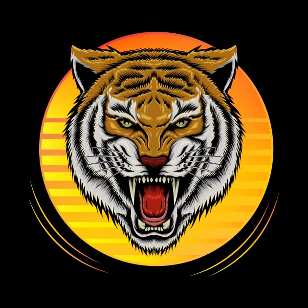 vector angry tiger face by AGORA studio