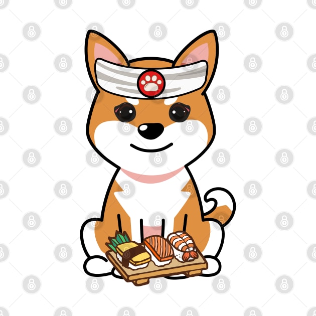 Funny orange dog is a sushi chef by Pet Station