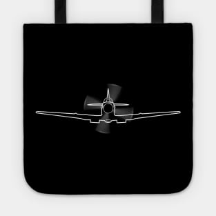 Vintage Supermarine Spitfire fighter aircraft in flight outline graphic (white) Tote