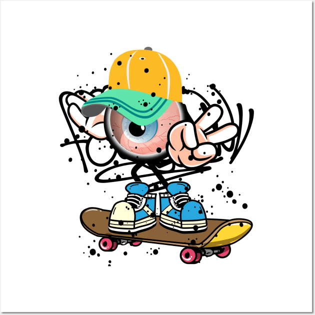 Skateboard boy Graffiti Street Art Style - Skateboarding - Posters and Art  Prints